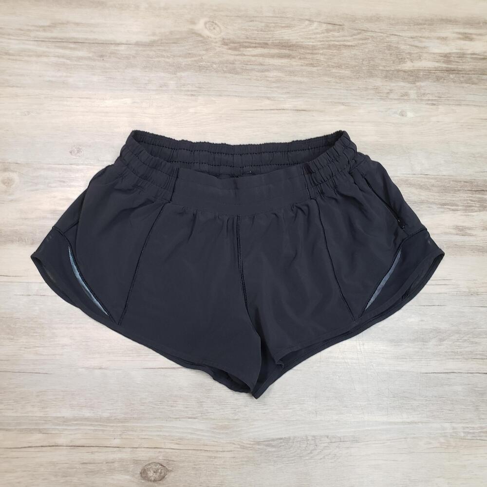 Lululemon Running Shorts Womens 8 Reg Black Lined Zip Pocket Athletic Training